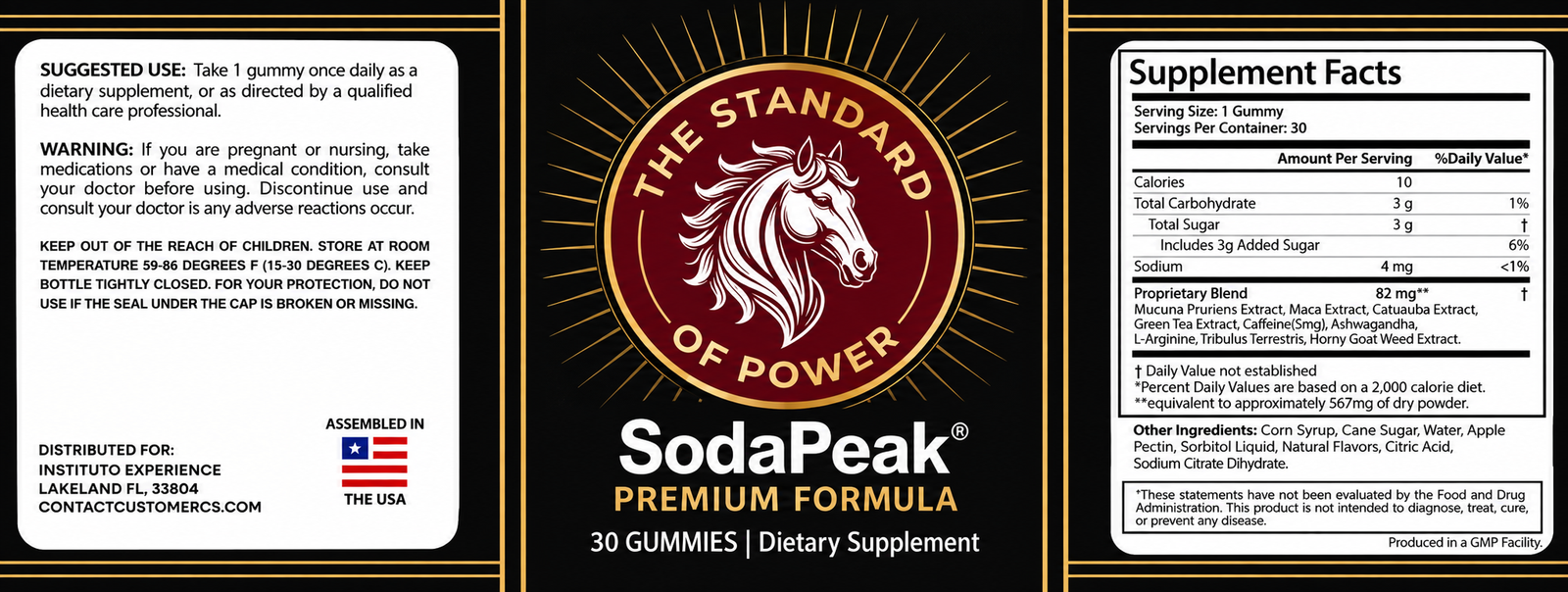 A single bottle of SodaPeak supplement displayed next to key natural botanical ingredients like Maca Root and Beetroot.